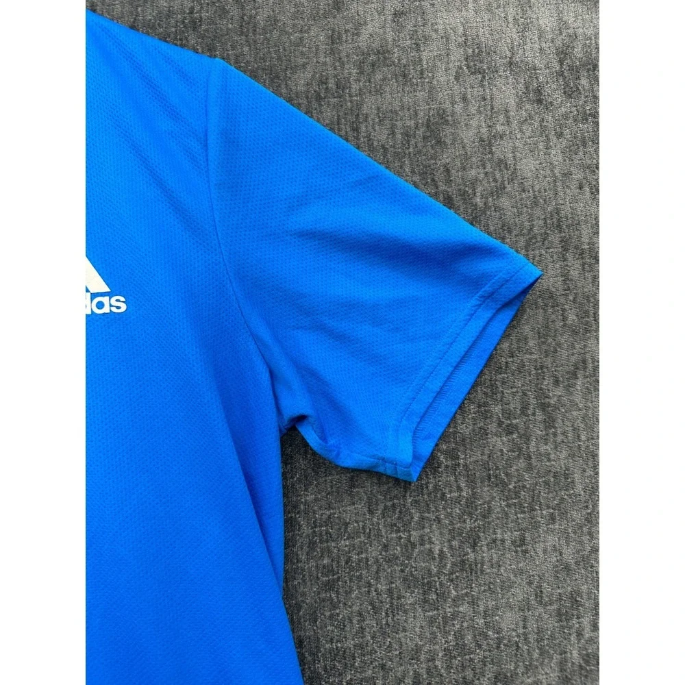 Adidas Aeroready Performance T Shirt Mens Small Blue Mesh Logo Athletic Workout